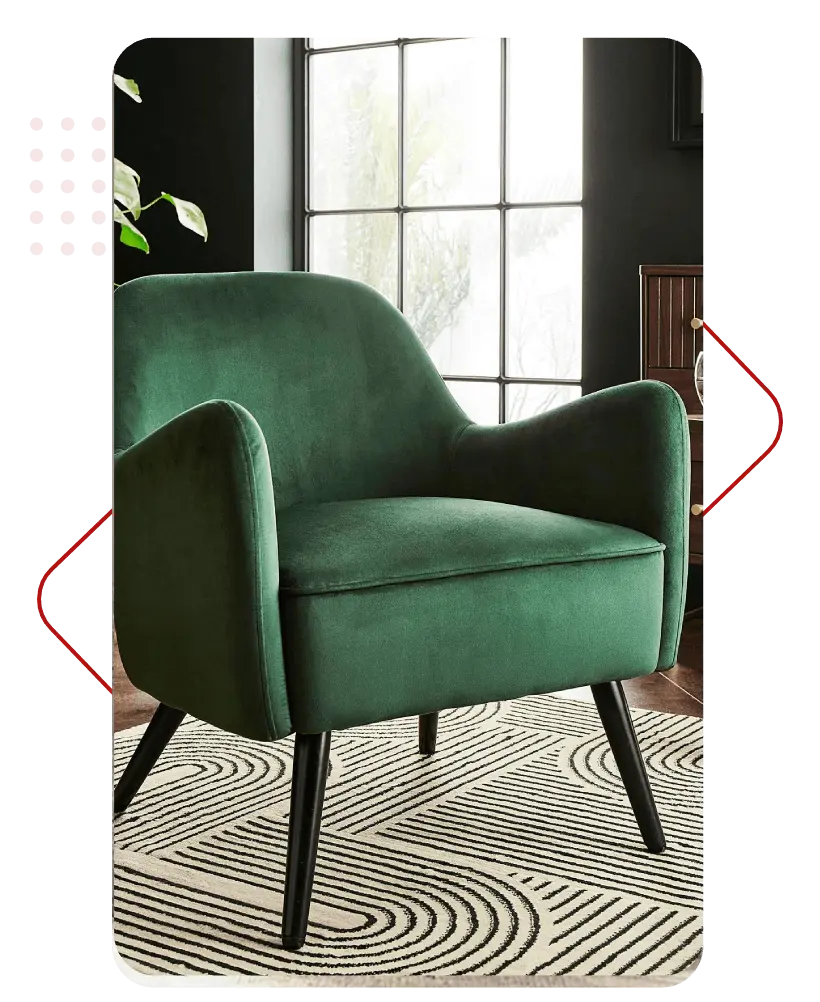 Single Seater Velvet Fabric Arm Chair