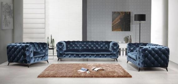 Glitz Blue Sofa Set