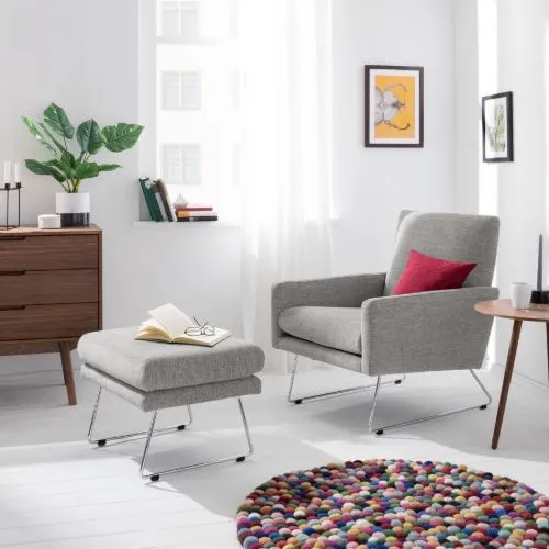 Modern grey lounge chair ottoman