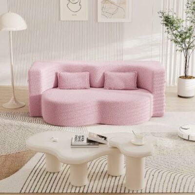 Pink Color sofa upholstered in new foam