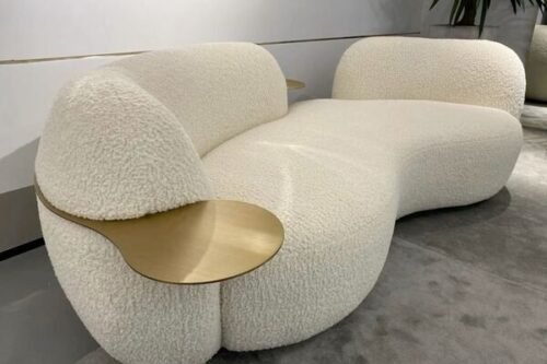 Soft upholstered sofa with curves