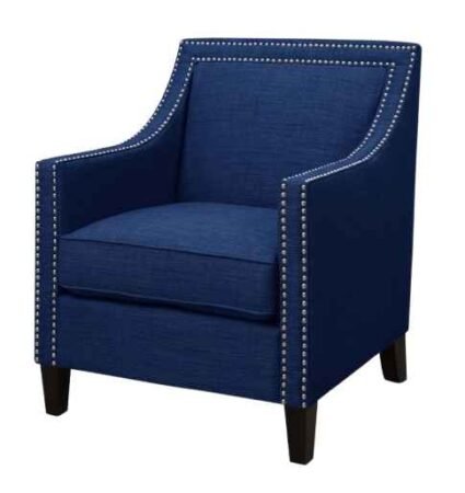 Blue nailhead upholstered accent chair