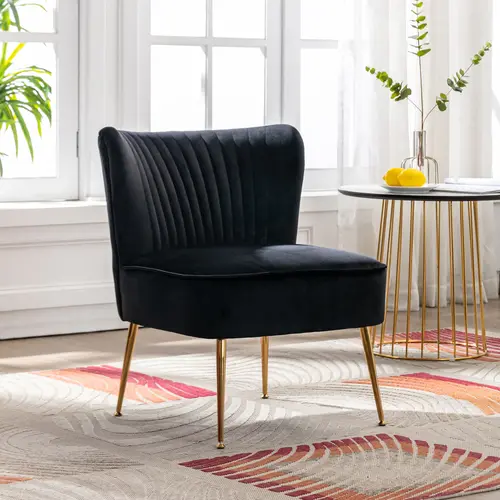 Modern black velvet accent chair