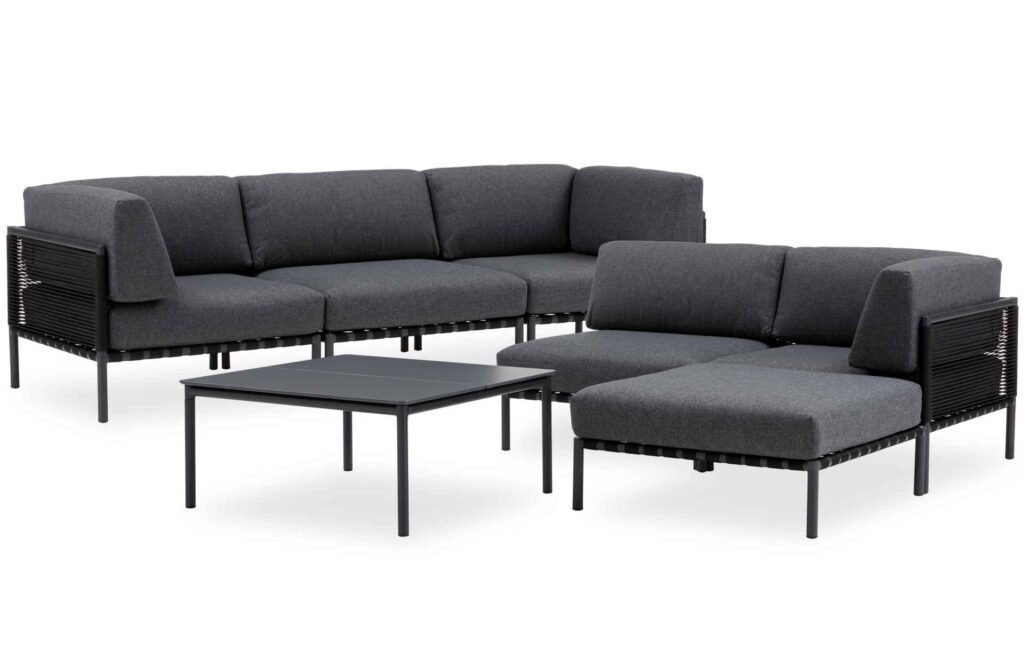 Modern dark gray sectional sofa set