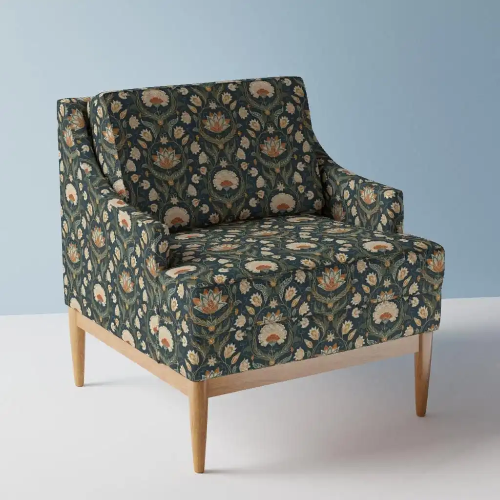 Damask Floral Fabric Prints For Upholstery